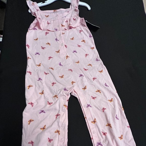 CARTERS BABY GIRLS PINK BUTTERFLY OVERRALLS - Picture 5 of 9
